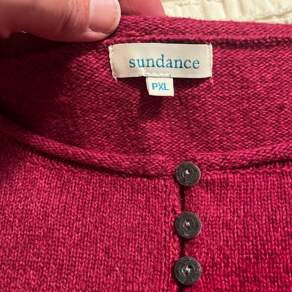 Sundance Raspberry Button-Accent Silk Blend Sweater PXL - Picture 5 of 6